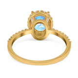 Art Deco Oval Natural Stone Halo Ring