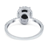 Art Deco Oval Natural Stone Halo Ring