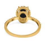 Art Deco Oval Natural Stone Halo Ring