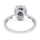 Art Deco Oval Natural Stone Halo Ring