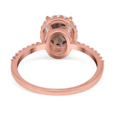 Art Deco Oval Natural Stone Halo Ring