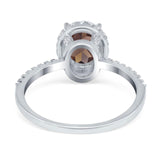 Art Deco Oval Natural Stone Halo Ring