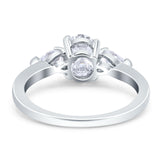 Oval Natural Stone Three Stone Ring