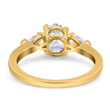 Oval Natural Stone Three Stone Ring