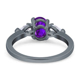 Oval Natural Stone Three Stone Ring