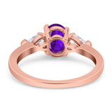 Oval Natural Stone Three Stone Ring