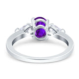 Oval Natural Stone Three Stone Ring