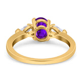 Oval Natural Stone Three Stone Ring