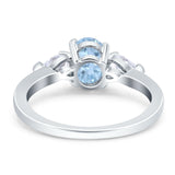 Oval Natural Stone Three Stone Ring