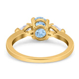 Oval Natural Stone Three Stone Ring