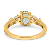 Oval Natural Stone Three Stone Ring