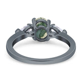 Oval Natural Stone Three Stone Ring