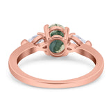 Oval Natural Stone Three Stone Ring