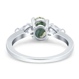 Oval Natural Stone Three Stone Ring