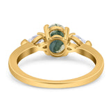 Oval Natural Stone Three Stone Ring