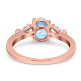 Oval Natural Stone Three Stone Ring