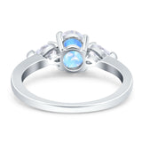 Oval Natural Stone Three Stone Ring