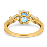 Oval Natural Stone Three Stone Ring