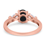 Oval Natural Stone Three Stone Ring