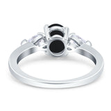 Oval Natural Stone Three Stone Ring