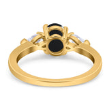 Oval Natural Stone Three Stone Ring