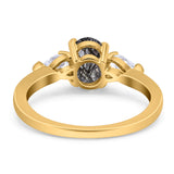 Oval Natural Stone Three Stone Ring