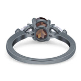 Oval Natural Stone Three Stone Ring