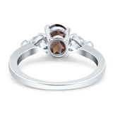 Oval Natural Stone Three Stone Ring