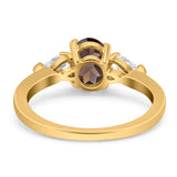 Oval Natural Stone Three Stone Ring