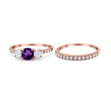 Three Stone Round Vintage Style Ring