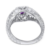 Art Deco Round Natural Stone Filigree Ring