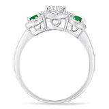Three Stone Round Natural Stone Wedding Ring