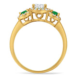 Three Stone Round Natural Stone Wedding Ring