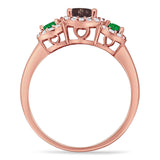Three Stone Round Natural Stone Wedding Ring