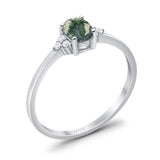 Art Deco Oval Natural Stone Wedding Ring