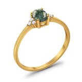 Art Deco Oval Natural Stone Wedding Ring