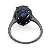 Art Deco Pear Natural Stone Wedding Ring