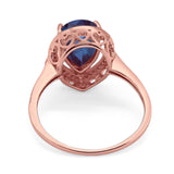 Art Deco Pear Natural Stone Wedding Ring