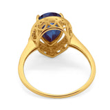 Art Deco Pear Natural Stone Wedding Ring