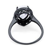 Art Deco Pear Natural Stone Wedding Ring