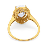 Art Deco Pear Natural Stone Wedding Ring