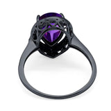 Art Deco Pear Natural Stone Wedding Ring