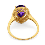 Art Deco Pear Natural Stone Wedding Ring