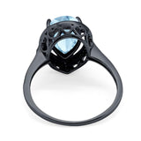 Art Deco Pear Natural Stone Wedding Ring