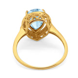 Art Deco Pear Natural Stone Wedding Ring