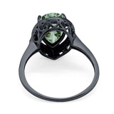 Art Deco Pear Natural Stone Wedding Ring