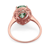 Art Deco Pear Natural Stone Wedding Ring