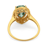 Art Deco Pear Natural Stone Wedding Ring