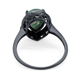 Art Deco Pear Natural Stone Wedding Ring