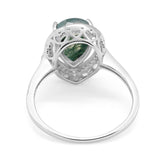 Art Deco Pear Natural Stone Wedding Ring